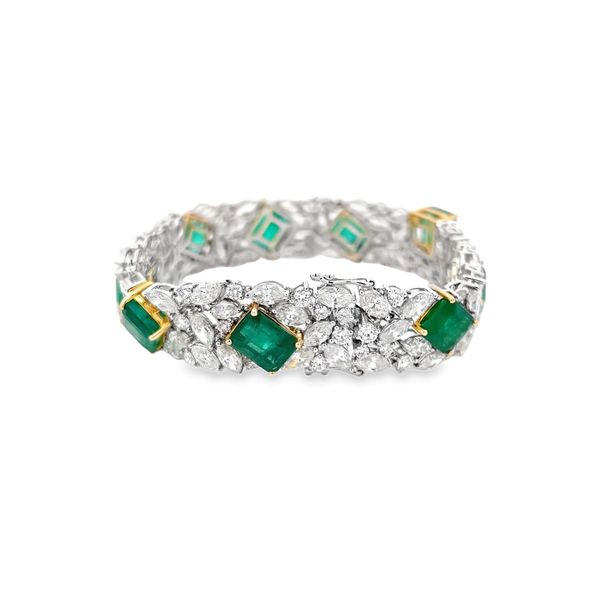 Estate - Emerald and Diamond Bracelet Image 3 Flora Gems Decatur, IL