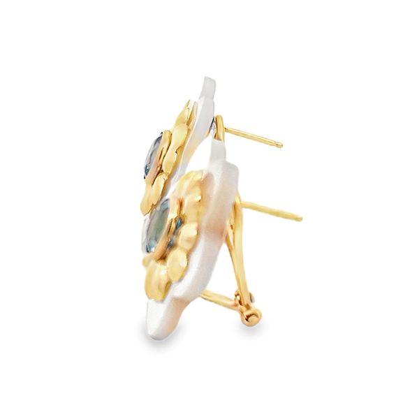 Estate - Blue Topaz and Mother-of-Pearl Earrings Image 2 Flora Gems Decatur, IL