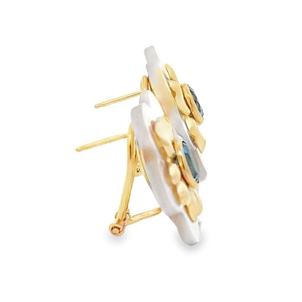Estate - Blue Topaz and Mother-of-Pearl Earrings Image 4 Flora Gems Decatur, IL