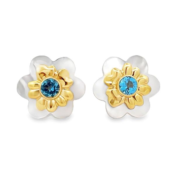 Estate - Blue Topaz and Mother-of-Pearl Earrings Flora Gems Decatur, IL