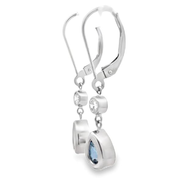 Estate - Blue Sapphire and Diamond Earrings Image 2 Flora Gems Decatur, IL