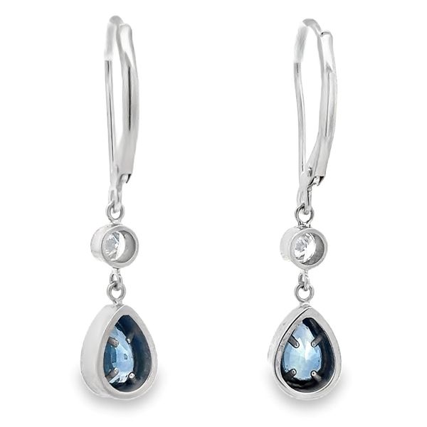 Estate - Blue Sapphire and Diamond Earrings Image 3 Flora Gems Decatur, IL