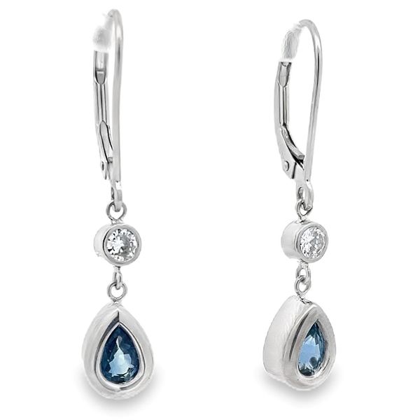 Estate - Blue Sapphire and Diamond Earrings Flora Gems Decatur, IL