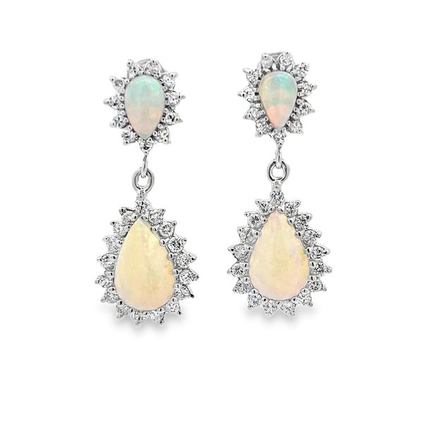 Estate - Opal and Diamond Earrings Flora Gems Decatur, IL