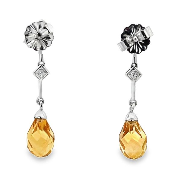 Estate - Citrine and Diamond Earrings Image 3 Flora Gems Decatur, IL