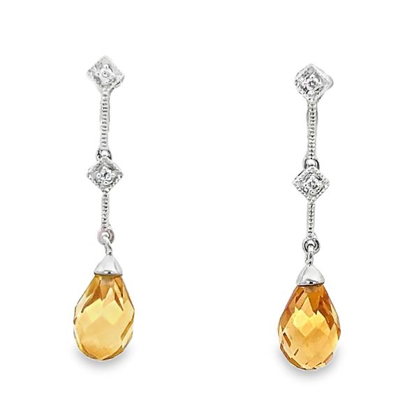 Estate - Citrine and Diamond Earrings Flora Gems Decatur, IL
