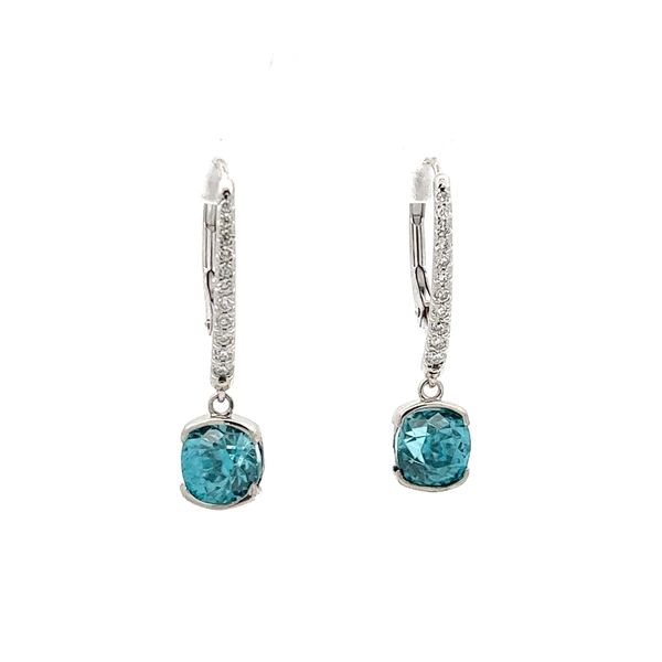 Blue Zircon and Diamond Earrings Flora Gems Decatur, IL