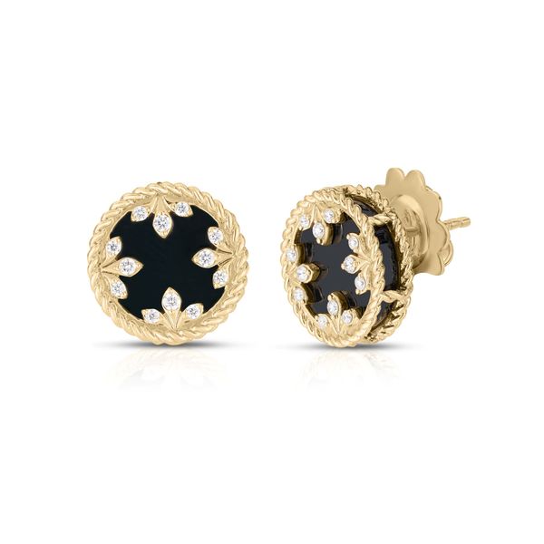 Estate - Roberto Coin Black Jade and Diamond Earrings Flora Gems Decatur, IL