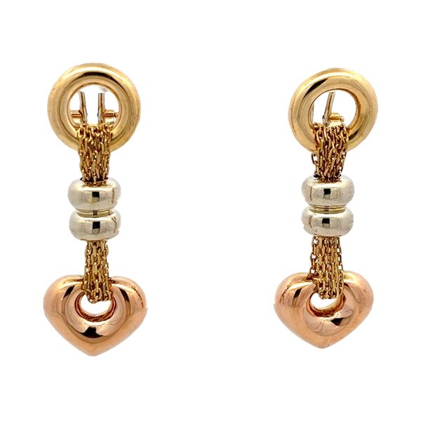 Estate - Tri-Color Gold Dangle Earrings Flora Gems Decatur, IL