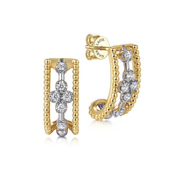 Diamond J-Hoop Earrings Image 2 Flora Gems Decatur, IL
