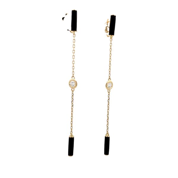Roberto Coin Diamond and Black Enamel Earrings Flora Gems Decatur, IL