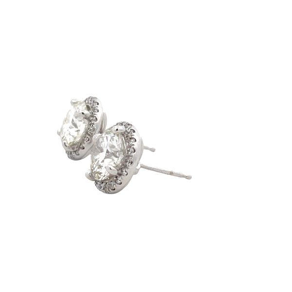 Lab Grown Diamond Halo Earrings Image 2 Flora Gems Decatur, IL