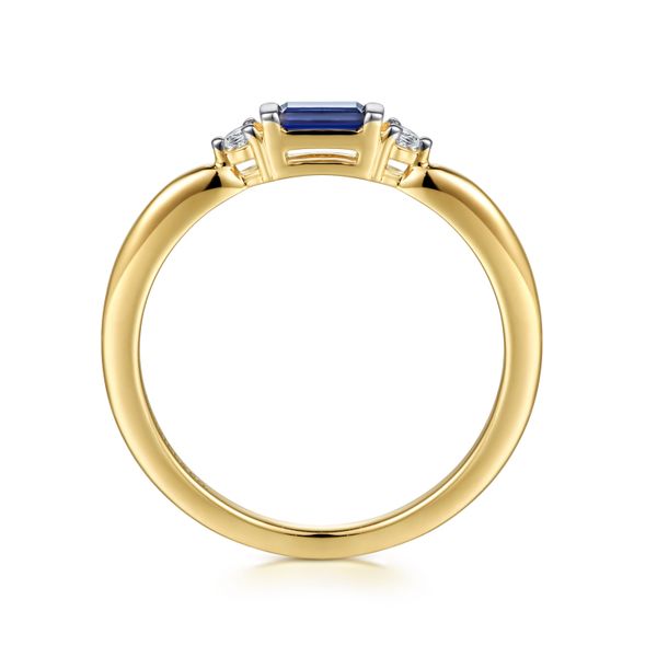 Blue Sapphire and Diamond Stackable Ring Image 2 Flora Gems Decatur, IL