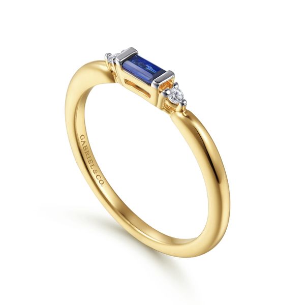 Blue Sapphire and Diamond Stackable Ring Image 3 Flora Gems Decatur, IL