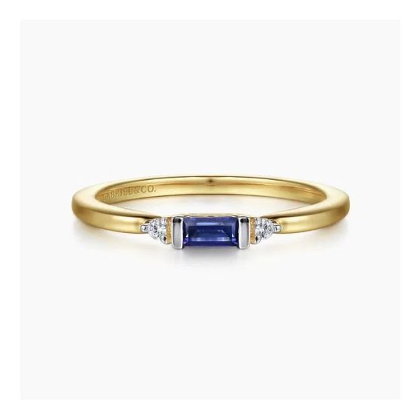 Blue Sapphire and Diamond Stackable Ring Flora Gems Decatur, IL