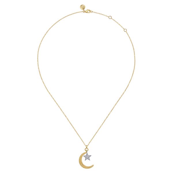 Moon and Star Diamond Necklace Image 2 Flora Gems Decatur, IL