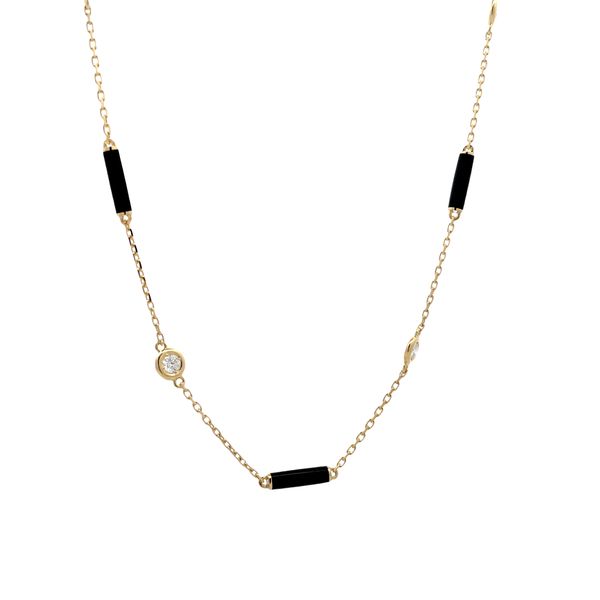 Roberto Coin Diamond and Black Enamel Necklace Flora Gems Decatur, IL