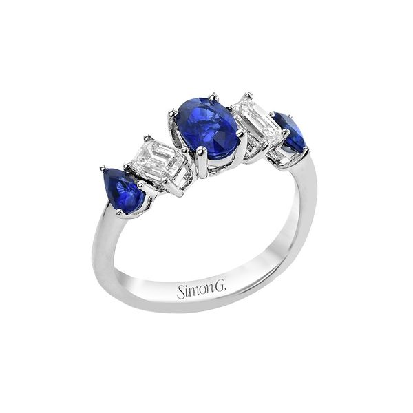 Simon G. Blue Sapphire and Diamond Ring Flora Gems Decatur, IL