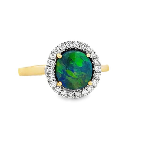 Black Opal and Diamond Ring Flora Gems Decatur, IL