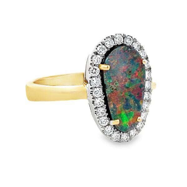 Boulder Opal and Diamond Ring Flora Gems Decatur, IL