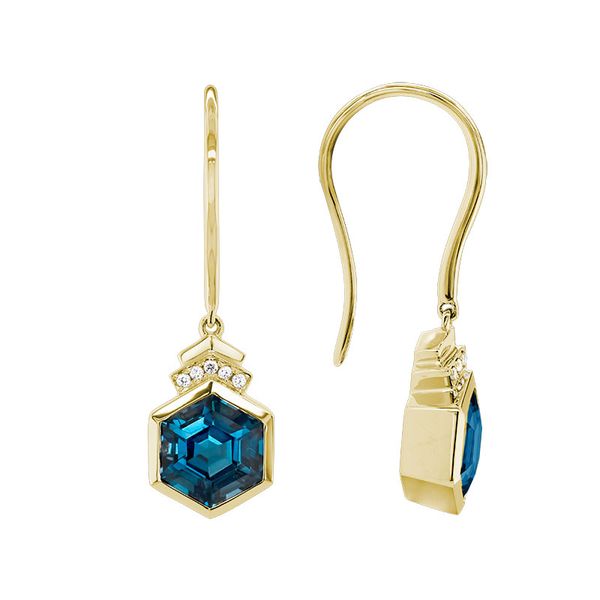 Diamond and London Blue Topaz Earrings Flora Gems Decatur, IL
