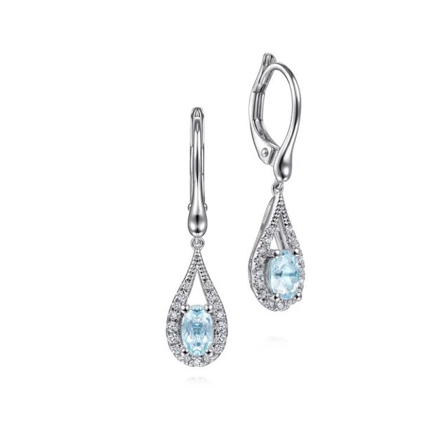 Aquamarine and Diamond Earrings Flora Gems Decatur, IL