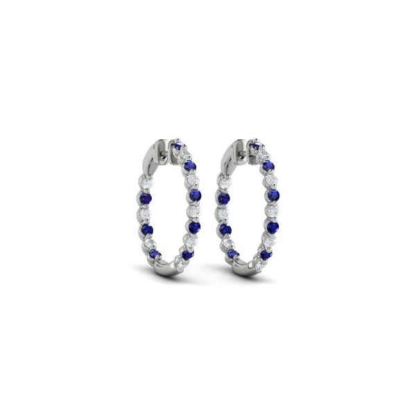 Blue Sapphire and Diamond Hoop Earrings Flora Gems Decatur, IL
