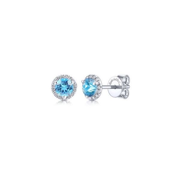 Blue Topaz and Diamond Stud Earrings Flora Gems Decatur, IL