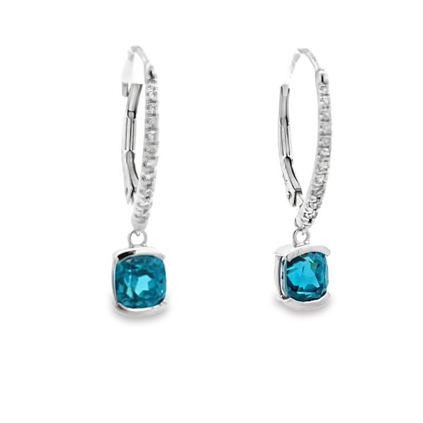 Blue Zircon and Diamond Earrings Flora Gems Decatur, IL