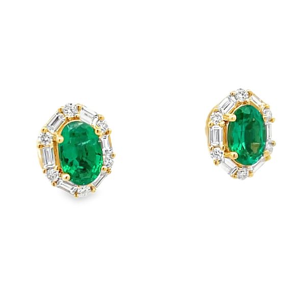 Emerald and Diamond Earrings Flora Gems Decatur, IL