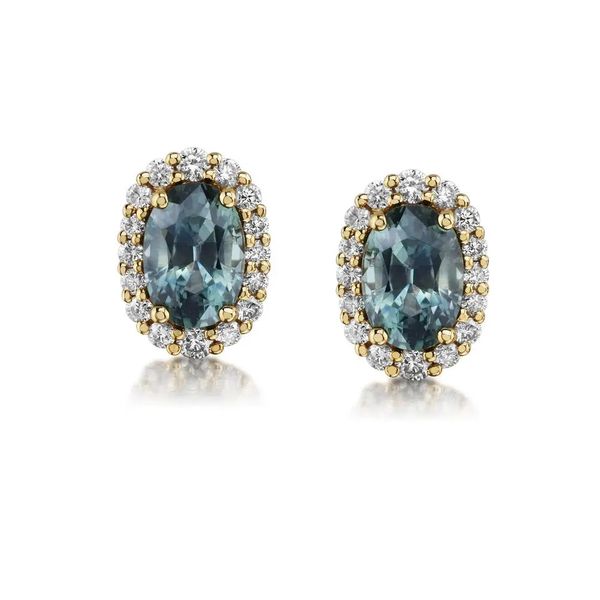 Montana Sapphire and Diamond Earrings Flora Gems Decatur, IL