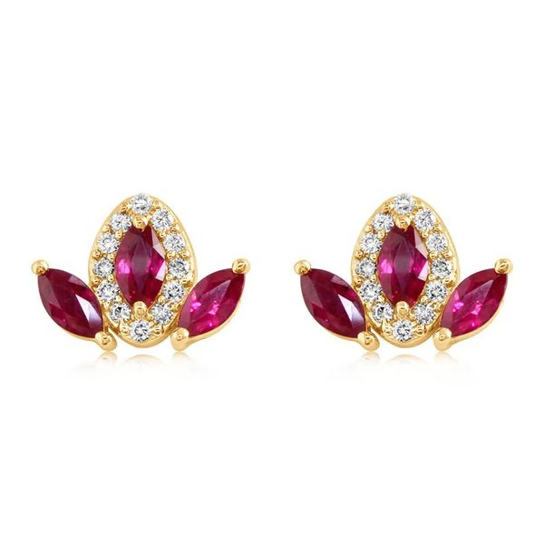 Ruby and Diamond Earrings Flora Gems Decatur, IL