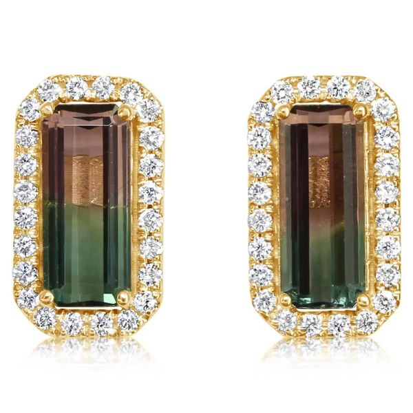 Bi Color Tourmaline and Diamond Earrings Flora Gems Decatur, IL