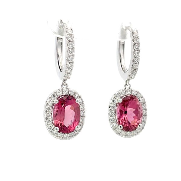 Pink Tourmaline and Diamond Earrings Flora Gems Decatur, IL