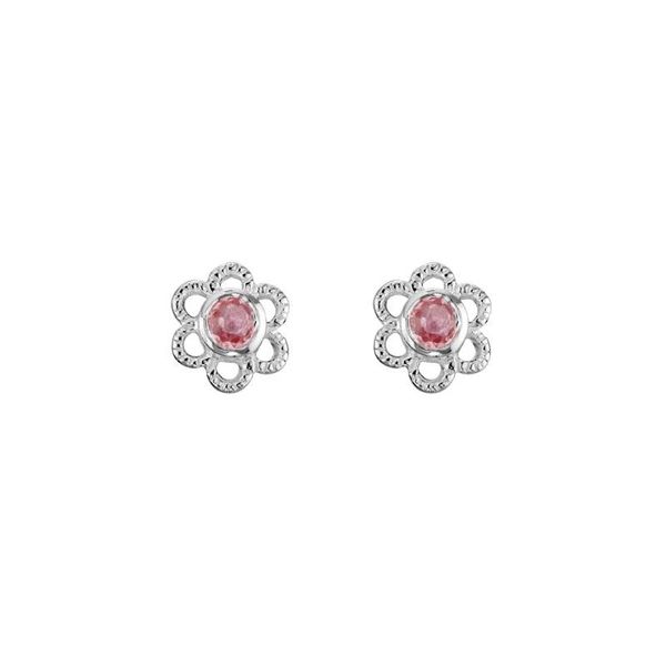 Children's Flower and Pink Tourmaline Earrings Flora Gems Decatur, IL
