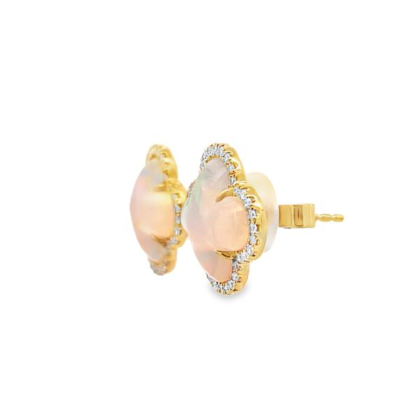 Opal and Diamond Clover Earrings Image 2 Flora Gems Decatur, IL