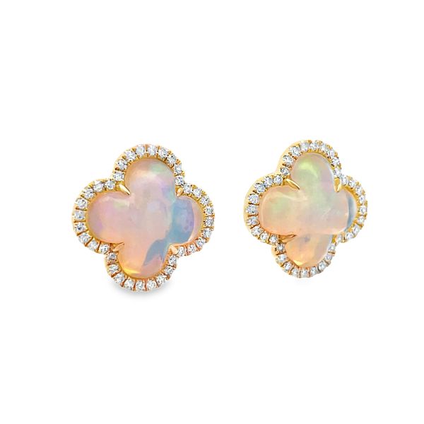 Opal and Diamond Clover Earrings Flora Gems Decatur, IL