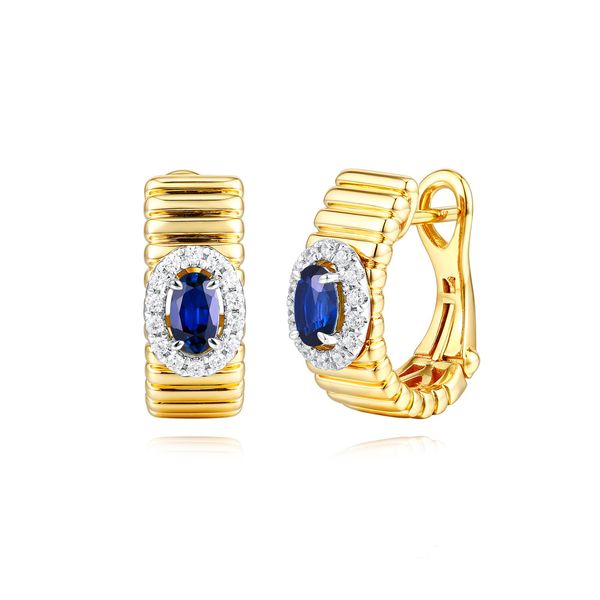 Blue Sapphire and Diamond Earrings Flora Gems Decatur, IL