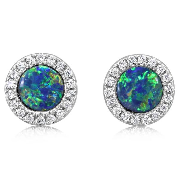 Australian Opal Doublet and Diamond Earrings Flora Gems Decatur, IL