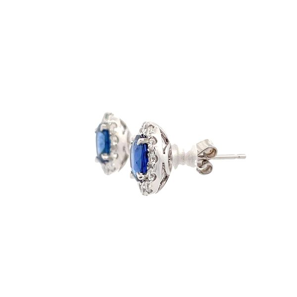 Blue Sapphire and Diamond Earrings Image 2 Flora Gems Decatur, IL