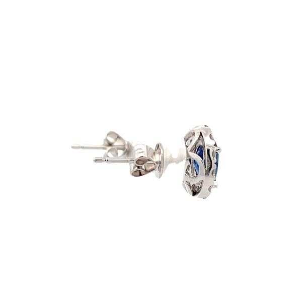Blue Sapphire and Diamond Earrings Image 4 Flora Gems Decatur, IL