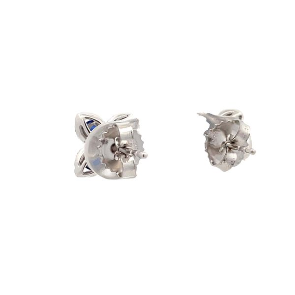 Blue Sapphire and Diamond Earrings Image 3 Flora Gems Decatur, IL