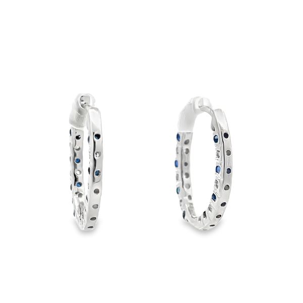 Blue Sapphire and Diamond Earrings Image 3 Flora Gems Decatur, IL