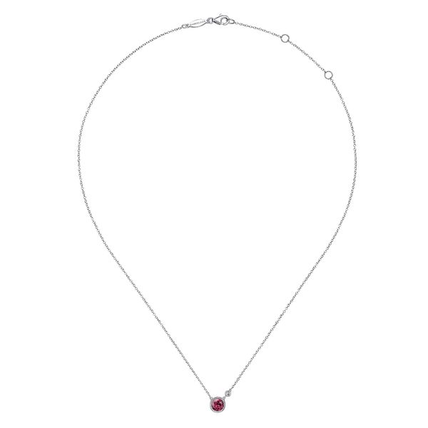 Sterling Silver, Pink Tourmaline and Diamond Necklace Image 2 Flora Gems Decatur, IL