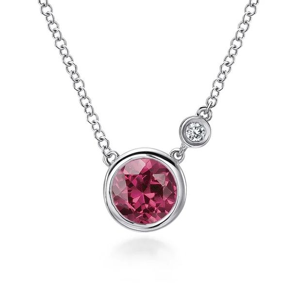 Sterling Silver, Pink Tourmaline and Diamond Necklace Flora Gems Decatur, IL