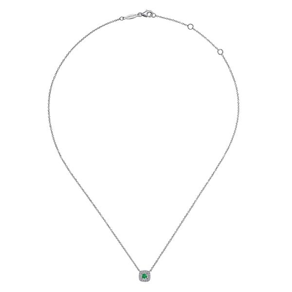 Emerald and Diamond Necklace Image 2 Flora Gems Decatur, IL