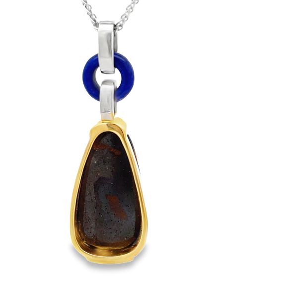 Boulder Opal, Lapis, and Diamond Pendant Image 3 Flora Gems Decatur, IL