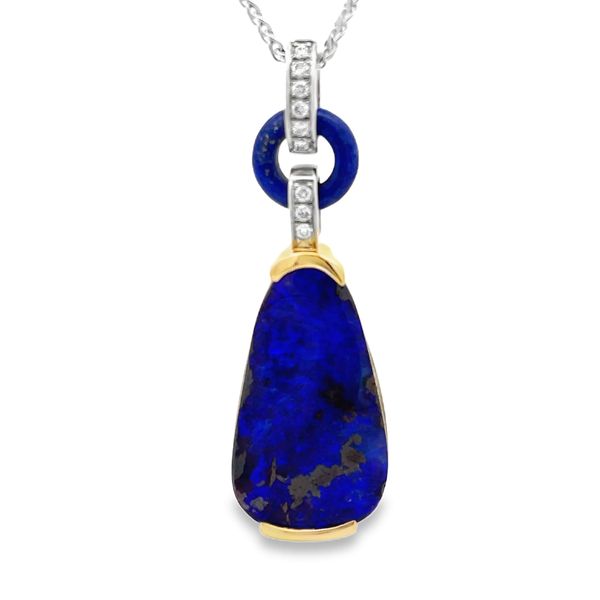 Boulder Opal, Lapis, and Diamond Pendant Flora Gems Decatur, IL