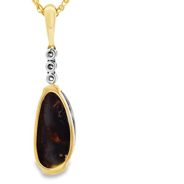 Boulder Opal and Diamond Pendant Image 3 Flora Gems Decatur, IL
