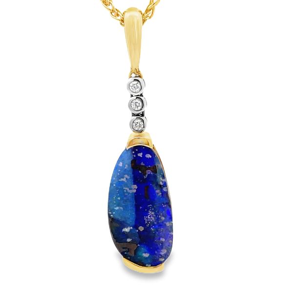 Boulder Opal and Diamond Pendant Flora Gems Decatur, IL